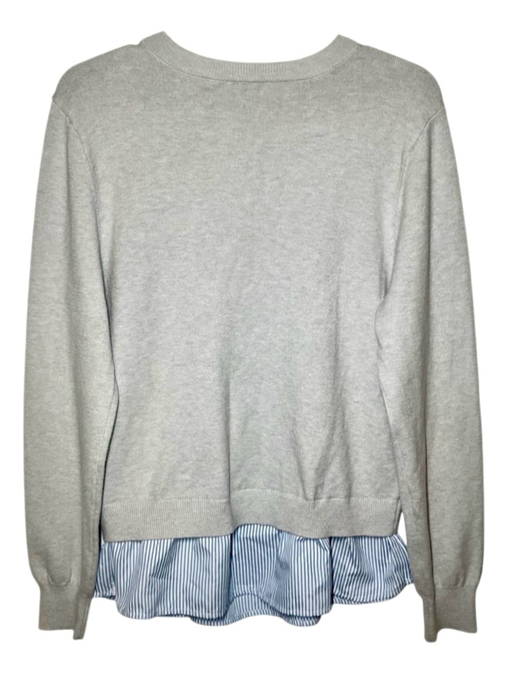 Nanette Lepore Long Sleeve Twist Knot Twofer Sweater in Grey/Blue/White Womens M - Picture 5 of 7